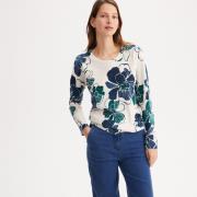Pull col rond en fine maille, imprimé floral