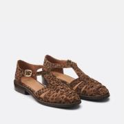 Sandales cuir imprimé léopard Signature SOLENN