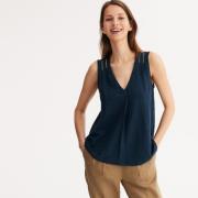 T-shirt en lin, col V, sans manches
