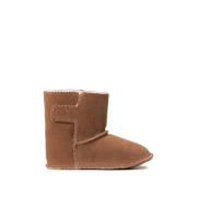 Chaussons chauds en cuir fourrés à scratch