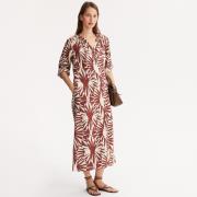 Robe droite imprimé graphique, longue, manches 3/4