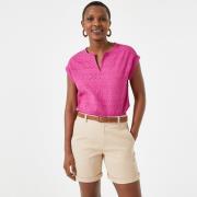 T-shirt brodé, col rond, manches courtes