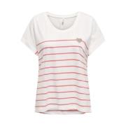 T-shirt rayé, impression cœur devant