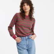 Pull col rond rayé, en fine maille à fil brillant