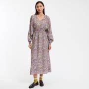 Robe imprimée longue, col V