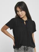 Blouse fluide, col volanté à nouer