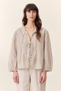 Blouse rayée manches longues, liens à nouer, CARSA