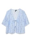 Blouse imprimée, nœuds devant