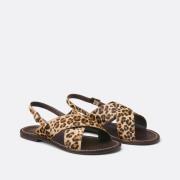 Sandales en cuir léopard, Signature LAURINE
