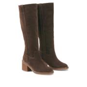 Bottes à talon large, en cuir suédé