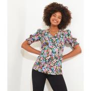 Blouse col V fleurie