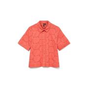 Chemisier manches courtes, broderies anglaises
