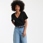 T-shirt loose col V, manches courtes