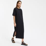 Robe longue jersey, boutonnage épaule