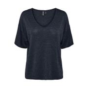 T-shirt oversized à fines rayures brillantes