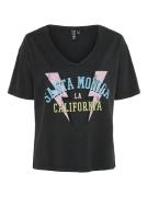 T-shirt col v motif devant