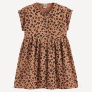 Robe sans manches imprimé léopard, gaze de coton