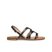 Sandales plates en cuir Sozy, bout carré