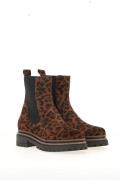 Boots chelsea en cuir suède, imprimé léopard