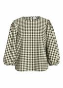 Blouse col rond imprimé à carreaux