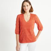 T-shirt col V, manches 3/4