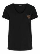 Tshirt col V, cœur brodé