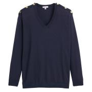 Pull col V en fine maille, laine mélangée
