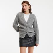 Gilet col V, alpaga mélangé, Signature GILDAS