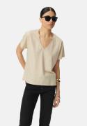 T-shirt irisé col V manches courtes, lin/viscose