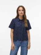 Chemisier manches courtes, broderies anglaises