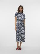 Robe longue imprimée, col montant