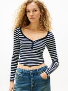 T-shirt rayé, manches longues, col V