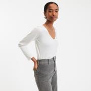 T-shirt en coton, col V, manches longues