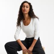 T-shirt en coton bio, col rond, manches longues