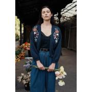 Gilet col V broderies fleuries, LUNAMI