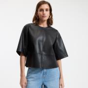 Blouse simili col rond, manches 3/4