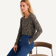 T-shirt imprimé, matière grattée, effet chaud