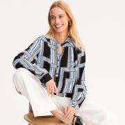 Blouse col tunisien, imprimé graphique