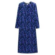 Robe longue droite en velours avec imprimé floral