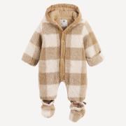 Combipilote à capuche en sherpa, motif carreaux